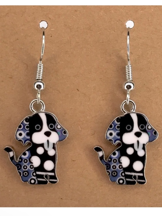 Fashion Jewelry Jewelry - Cute Dog Earrings in Black and Blue Fashion Jewelry